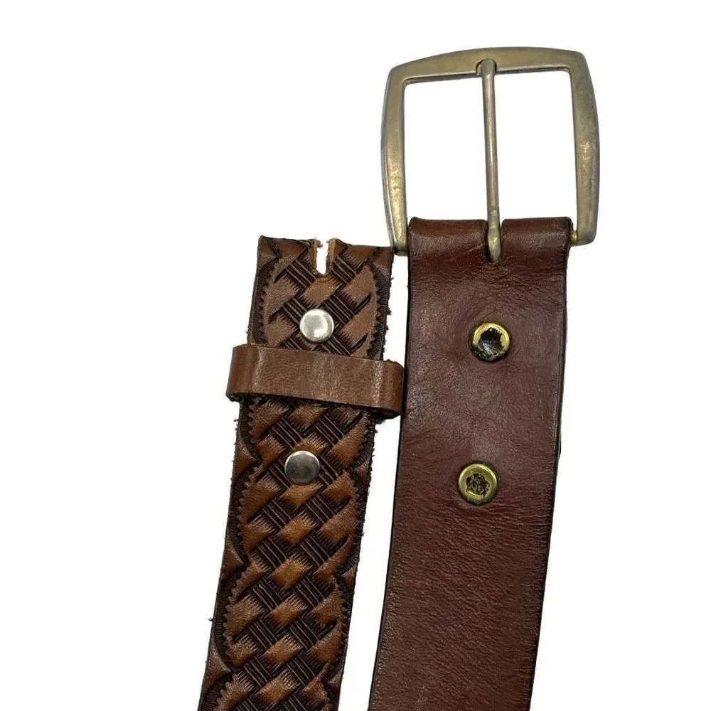 Set of 2 Genuine‎ Leather Western Belts Brown Size 48